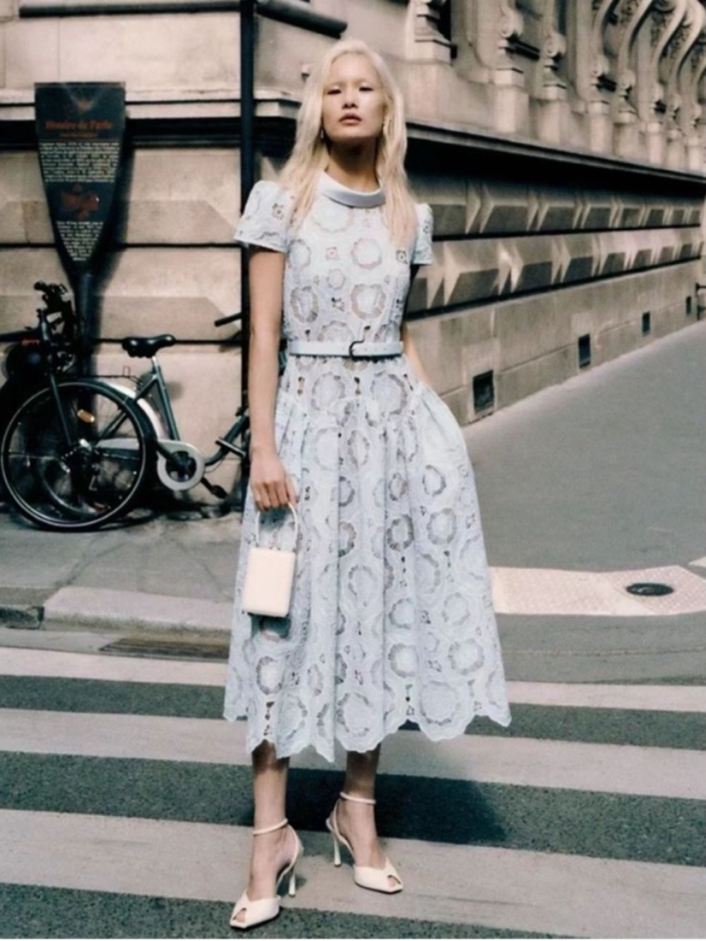 Self-Portrait NWOT Blue Floral Lace Midi Dress